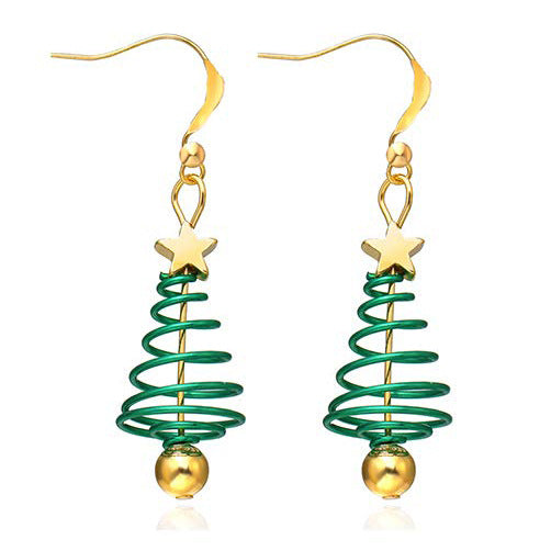 Wholesale Fashion Christmas Cute Cartoon Christmas Tree Bell Light Bulb Snowflake Alloy Earrings